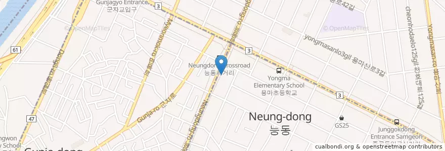 Mapa de ubicacion de 대어가횟집 en 대한민국, 서울, 광진구, 능동.