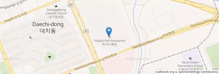 Mapa de ubicacion de Yokjido Fish Restaurant en South Korea, Seoul, Gangnam-Gu, Daechi-Dong, Daechi 2(I)-Dong.