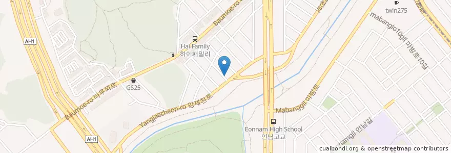 Mapa de ubicacion de 해운대횟집 en 대한민국, 서울, 서초구, 양재동.