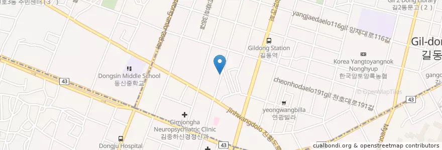 Mapa de ubicacion de 삼다도횟집 en Korea Selatan, 서울, 강동구, 길동.