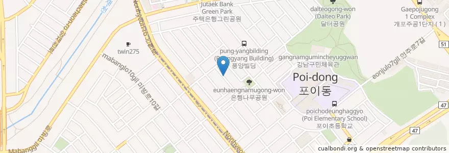 Mapa de ubicacion de Homigoj Fish Restaurant en South Korea, Seoul, Gangnam-Gu, Gaepo 4(Sa)-Dong.