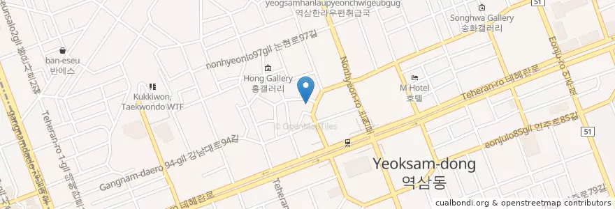 Mapa de ubicacion de 영덕막회횟집 en Corée Du Sud, Séoul, 강남구, 역삼동, 역삼1동.