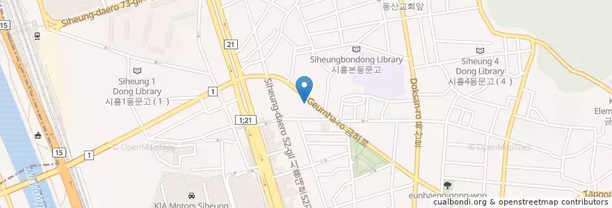 Mapa de ubicacion de 해상공원횟집 en Coreia Do Sul, Seul, 금천구, 시흥1동.
