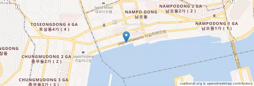 Mapa de ubicacion de 충무횟집 en Südkorea, Busan, Nampo-Dong.