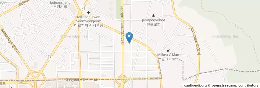 Mapa de ubicacion de Songgwangdomae Fish Restaurant en South Korea, Busan, Busanjin-Gu, Jeonpo-Dong.