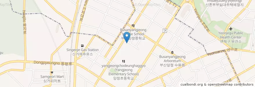 Mapa de ubicacion de 밀양 수산 횟집 en Республика Корея, Пусан, 연제구.