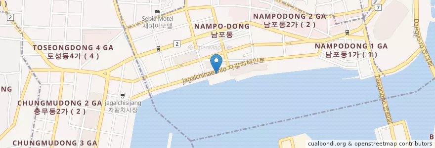 Mapa de ubicacion de 싱싱횟집 en Südkorea, Busan, Nampo-Dong.