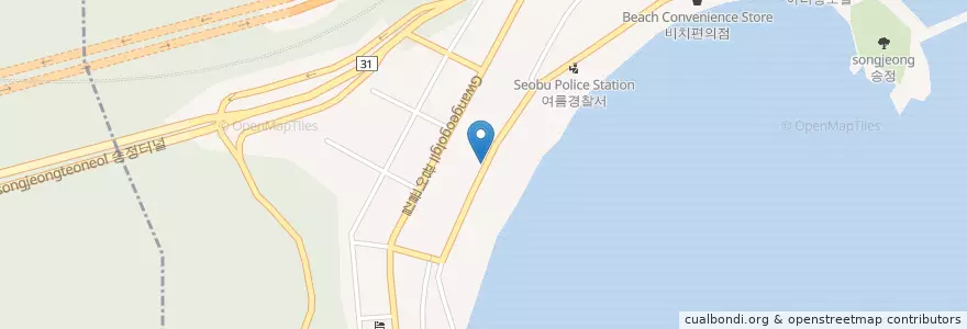 Mapa de ubicacion de 청원횟집 en Zuid-Korea, Busan, 해운대구, 송정동.