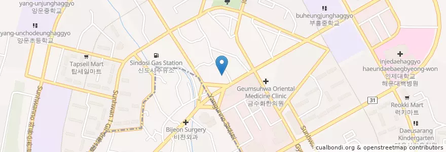 Mapa de ubicacion de 요리사 횟집 en Республика Корея, Пусан, 해운대구, 좌동.