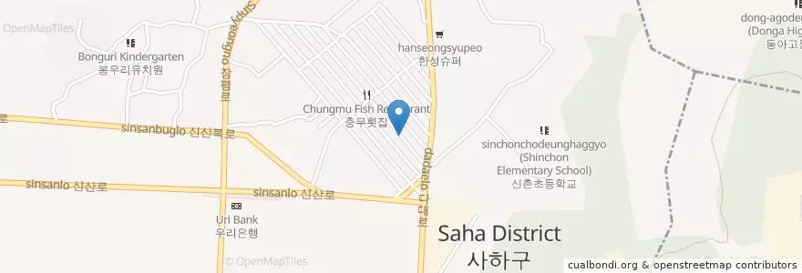 Mapa de ubicacion de 시장횟집 en 대한민국, 부산, 사하구, 신평동.
