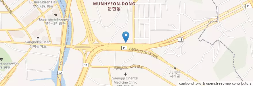 Mapa de ubicacion de 농심 횟집 en 大韓民国, 釜山, 南区, 門峴洞.