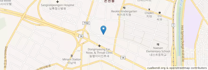 Mapa de ubicacion de 금성횟집 en Zuid-Korea, Busan, 동래구, 온천동.