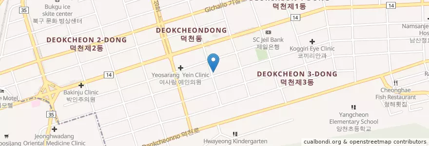Mapa de ubicacion de 남해보물섬자연산횟집 en Corea Del Sud, Busan, 북구, 덕천동.