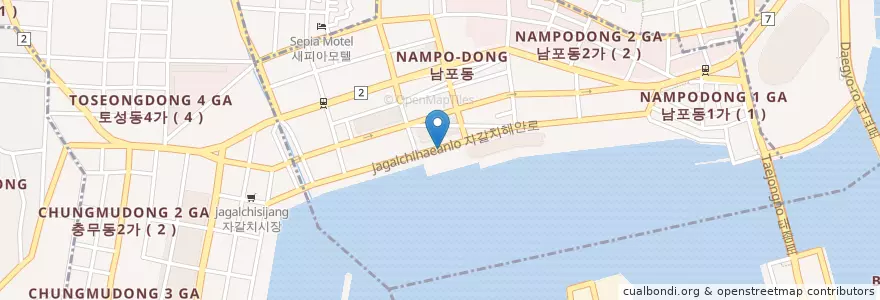 Mapa de ubicacion de 신동아횟집 en كوريا الجنوبية, بسان, 남포동.