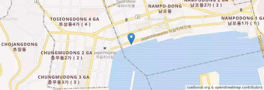 Mapa de ubicacion de Dongbaek Fish Restaurant en South Korea, Busan, Nampo-Dong.