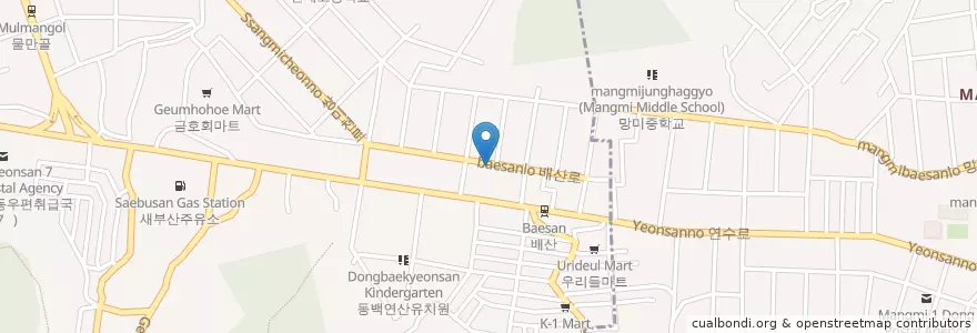 Mapa de ubicacion de 새횟집 en 대한민국, 부산, 연제구, 연산동.