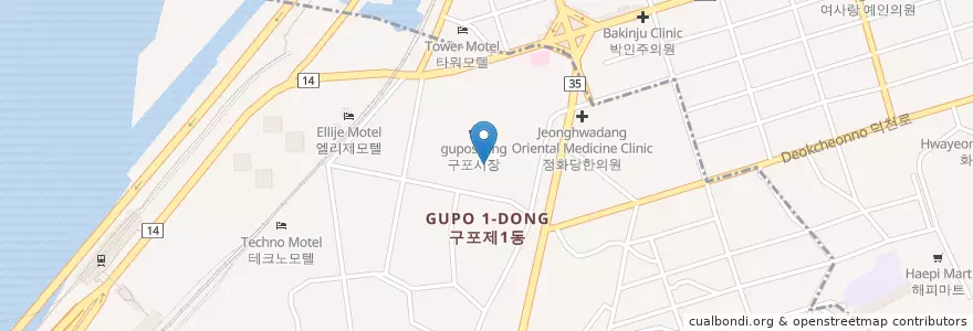 Mapa de ubicacion de 은파횟집 en Güney Kore, Busan, 북구.