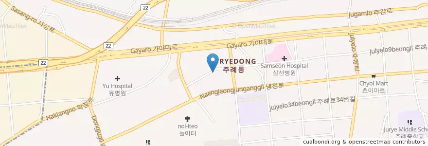 Mapa de ubicacion de 동주횟집 en Республика Корея, Пусан, 사상구, 주례동.