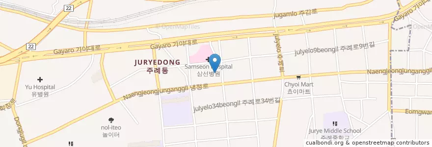 Mapa de ubicacion de 백도횟집 en كوريا الجنوبية, بسان, 사상구, 주례동.