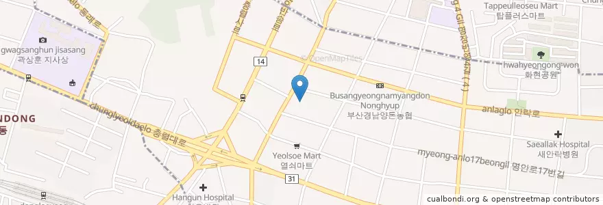 Mapa de ubicacion de 일송횟집 en 韩国/南韓, 釜山, 東萊區, 안락동.