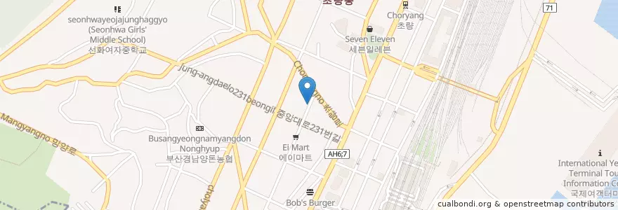 Mapa de ubicacion de 충무횟집 en Республика Корея, Пусан, 동구, 초량동.