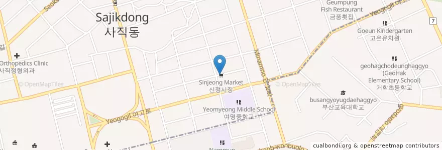 Mapa de ubicacion de 신정횟집 en Corée Du Sud, Busan, 동래구, 사직동.
