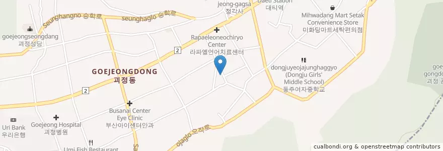 Mapa de ubicacion de 서광횟집 en Zuid-Korea, Busan, 사하구, 괴정동.