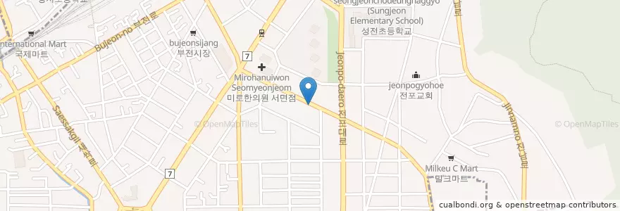 Mapa de ubicacion de 울산횟집 en کره جنوبی, بوسان, 부산진구, 전포동.