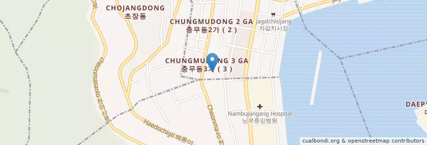 Mapa de ubicacion de 고성횟집 en 대한민국, 부산, 서구, 충무동.