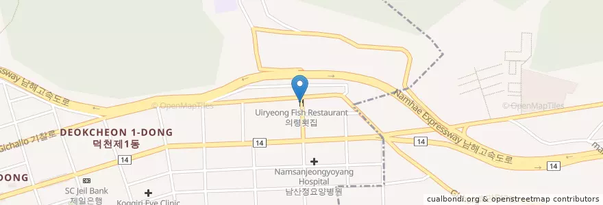 Mapa de ubicacion de 의령횟집 en 大韓民国, 釜山, 北区, 徳川洞.