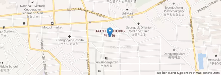 Mapa de ubicacion de 청정횟집 en 大韓民国, 釜山, 南区, 大淵洞.