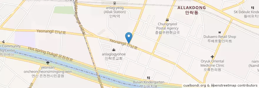 Mapa de ubicacion de 부산횟집 en 大韓民国, 釜山, 東莱区.