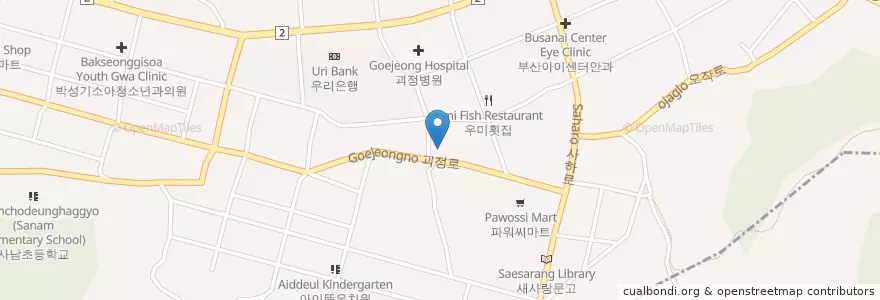 Mapa de ubicacion de 바다횟집 en Corea Del Sur, Busan, 사하구, 괴정동.