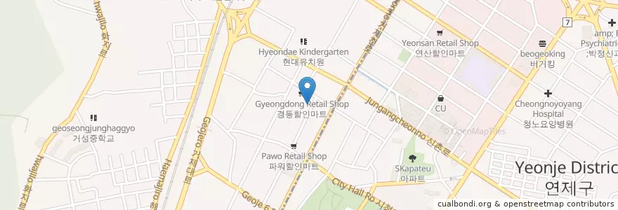 Mapa de ubicacion de Mijo Fish Restaurant en South Korea, Busan, Yeonje-Gu, Geoje-Dong.
