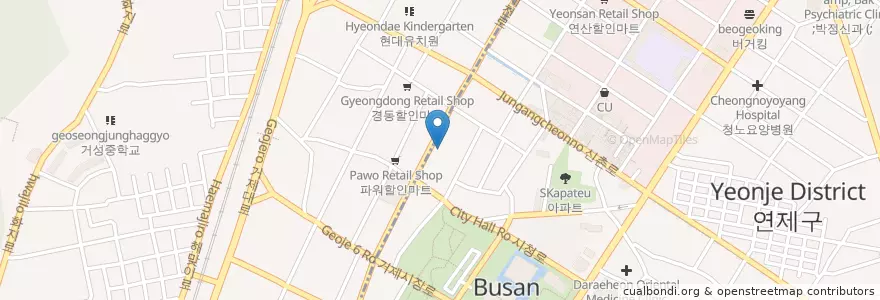 Mapa de ubicacion de 동해횟집 en کره جنوبی, بوسان, 연제구, 거제동.