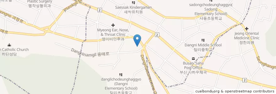 Mapa de ubicacion de 장터횟집 en 대한민국, 부산, 사하구, 당리동.