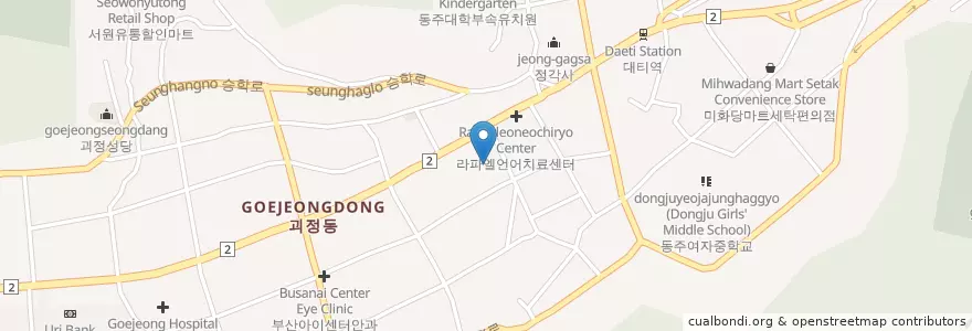 Mapa de ubicacion de 경성횟집 en 대한민국, 부산, 사하구, 괴정동.