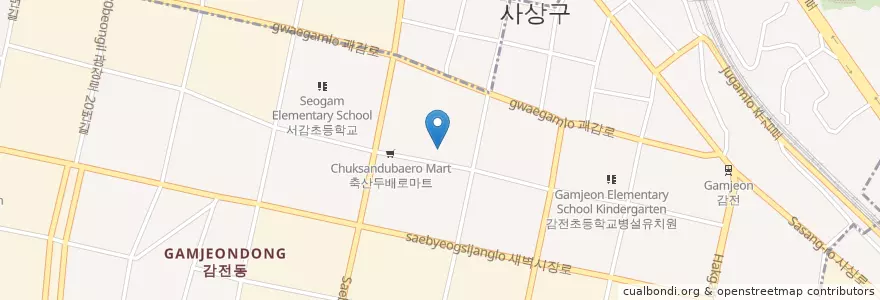 Mapa de ubicacion de 용원횟집 en كوريا الجنوبية, بسان, 사상구, 감전동.