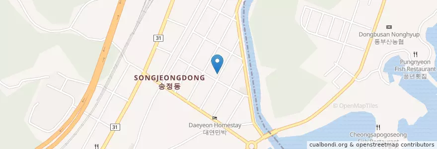 Mapa de ubicacion de 낙원횟집 en Corée Du Sud, Busan, 해운대구, 송정동.