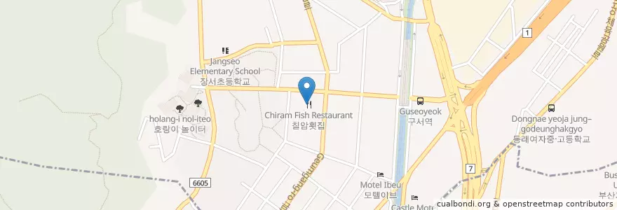 Mapa de ubicacion de 칠암횟집 en Республика Корея, Пусан, 금정구, 구서동.