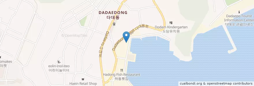 Mapa de ubicacion de 철희횟집 en 대한민국, 부산, 사하구, 다대동.