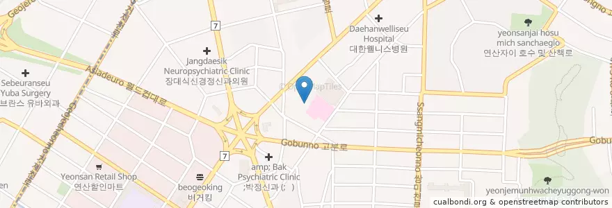 Mapa de ubicacion de 등대횟집 en Corea Del Sud, Busan, 연제구, 연산동.