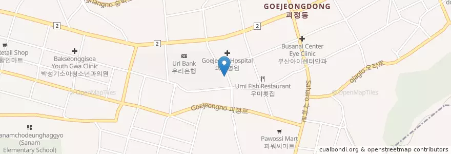 Mapa de ubicacion de 수정횟집 en Республика Корея, Пусан, 사하구, 괴정동.