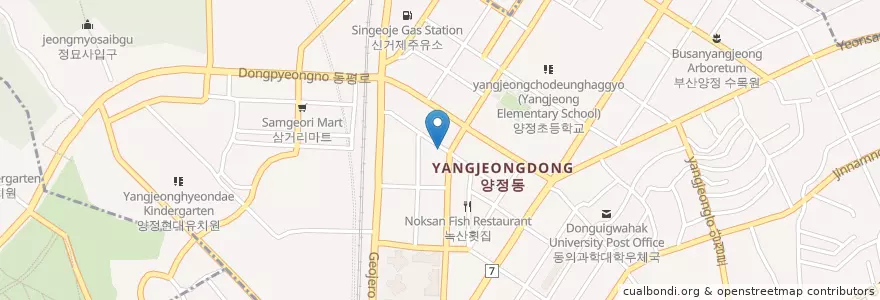 Mapa de ubicacion de 양정횟집 en Güney Kore, Busan, 연제구, 양정동.