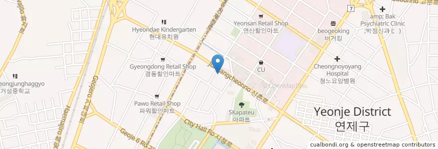 Mapa de ubicacion de 어심횟집 en Corea Del Sud, Busan, 연제구, 거제동.