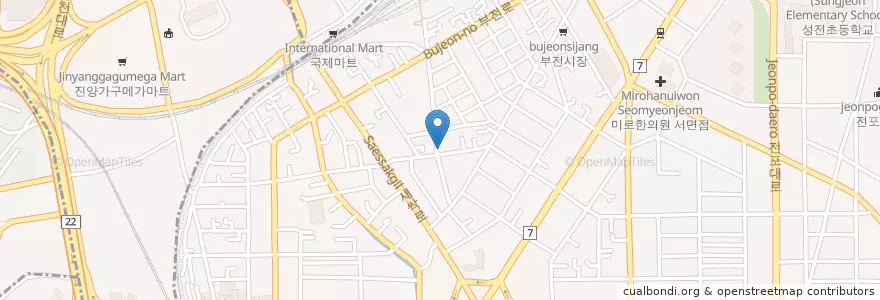 Mapa de ubicacion de 우정횟집 en 韩国/南韓, 釜山, 釜山鎮區, 부전동.