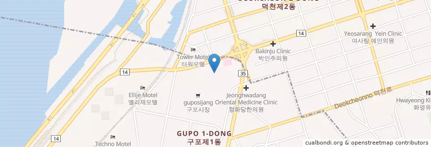 Mapa de ubicacion de 명지횟집 en Республика Корея, Пусан, 북구, 덕천동.