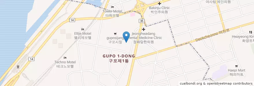 Mapa de ubicacion de Jinju Fish Restaurant en South Korea, Busan, Buk-Gu.