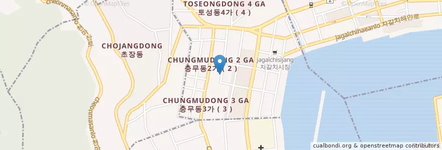 Mapa de ubicacion de 강남횟집 en Coreia Do Sul, Busan, 서구, 충무동.
