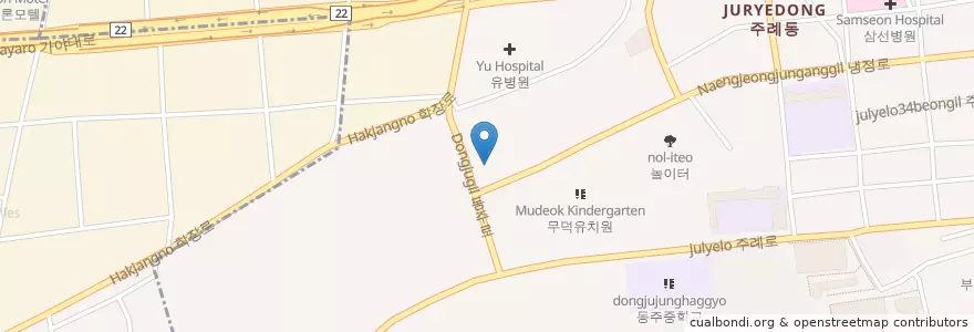 Mapa de ubicacion de 동해횟집 en Güney Kore, Busan, 사상구, 주례동.